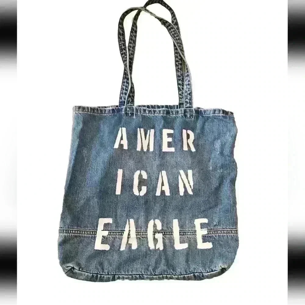 American Eagle Blue Denim Tote Bag – Stylish & Durable Everyday Carry Bag